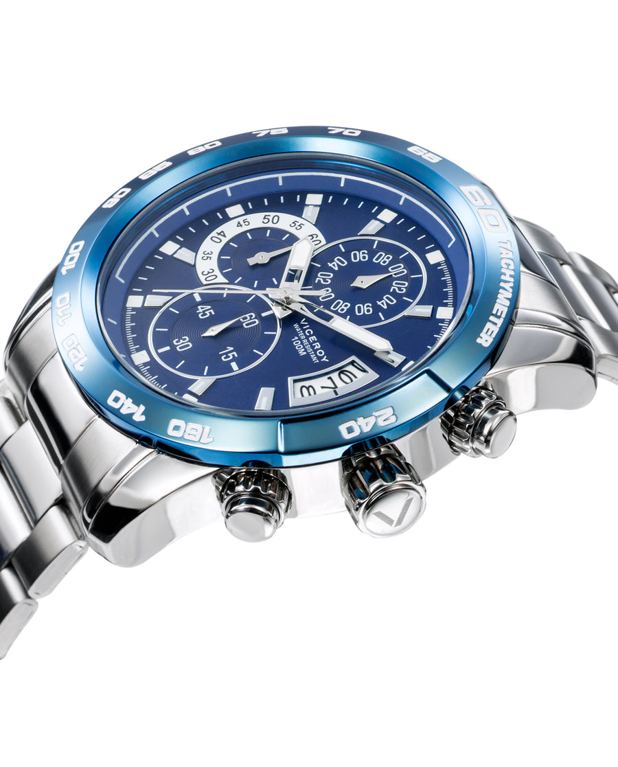 Crono Acero Ip Azul Brazalete Sr Va