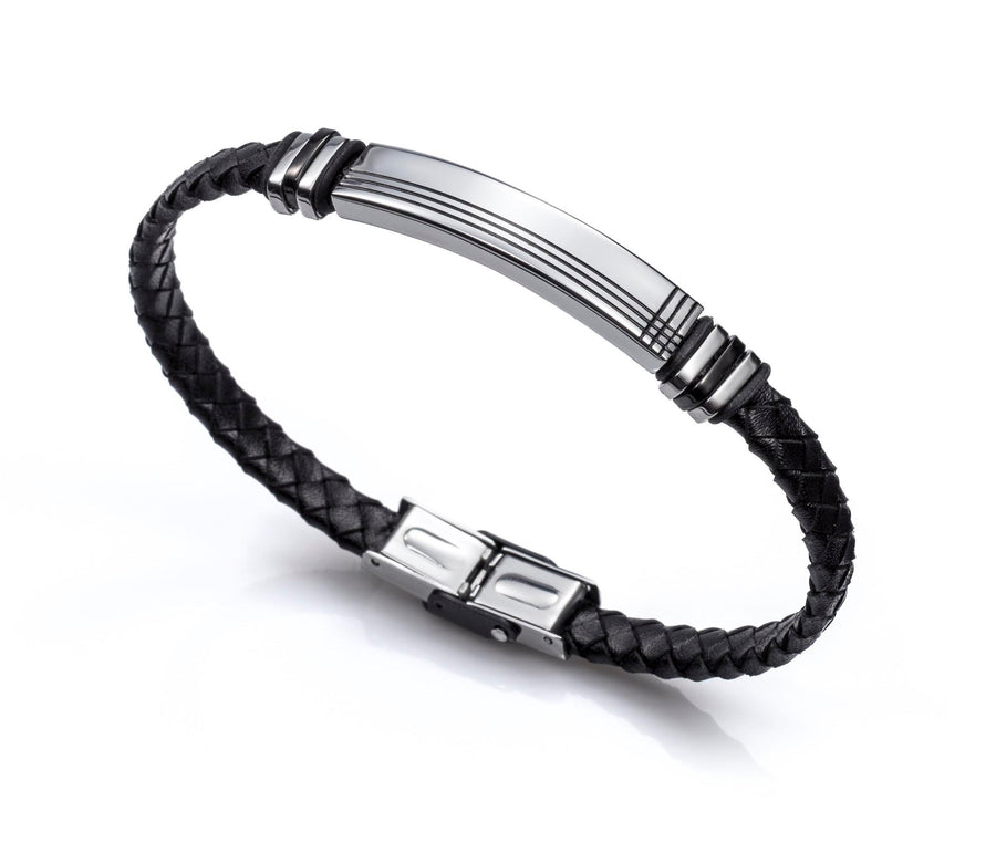 Pulseras Acero Y Piel Sr Fashion