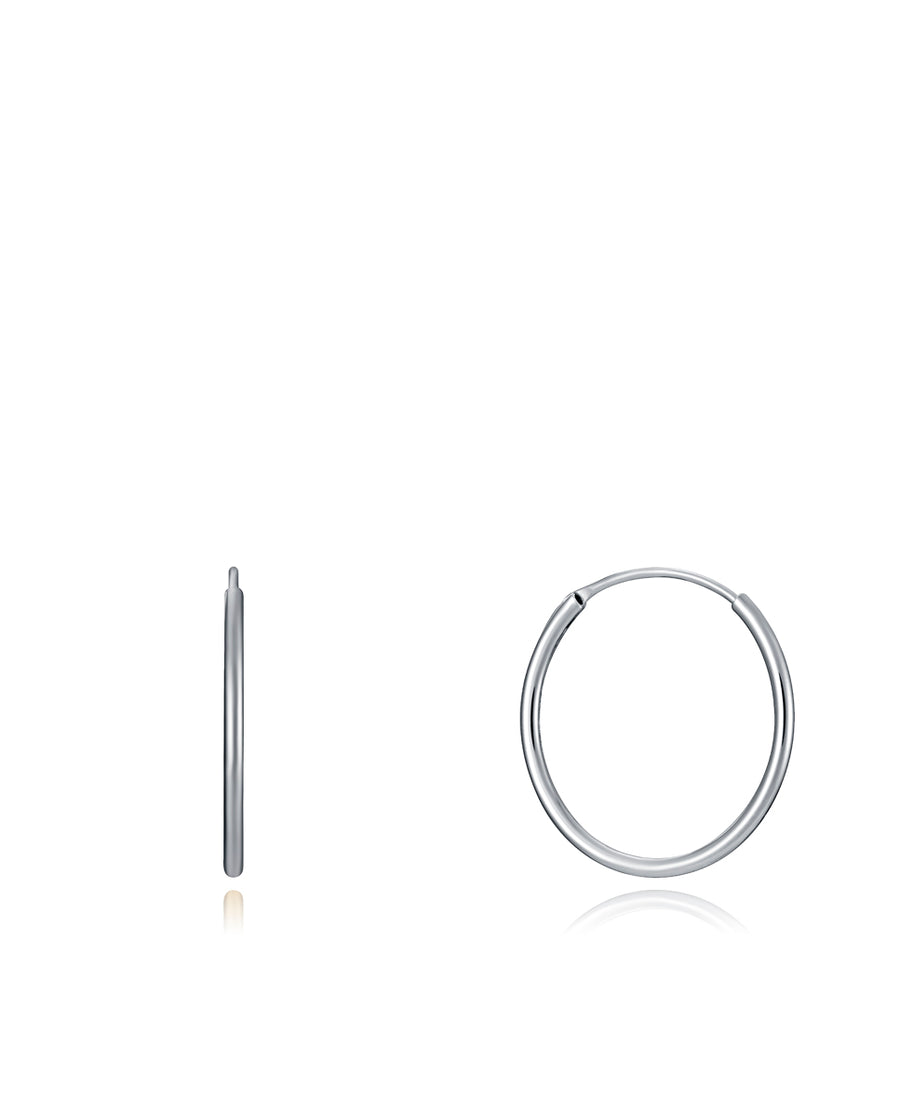 Sterling Silver Hoop Earrings: 20 X 1,2mm Lady Je