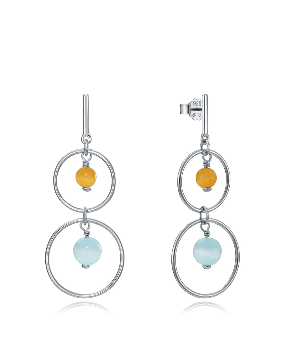 Pendientes Plata Ley Aros Y Piedras Sa Jwl