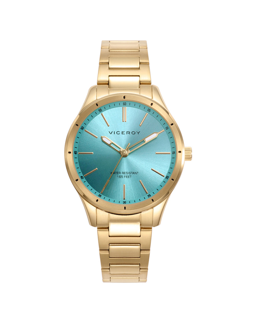 Reloj Acero Ip Dorado Brazalete Sra Va