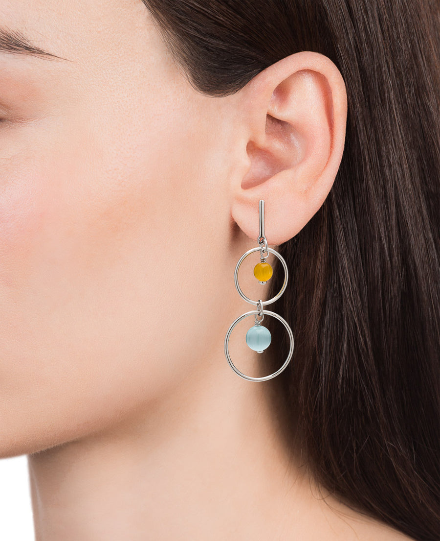 Pendientes Plata Ley Aros Y Piedras Sa Jwl