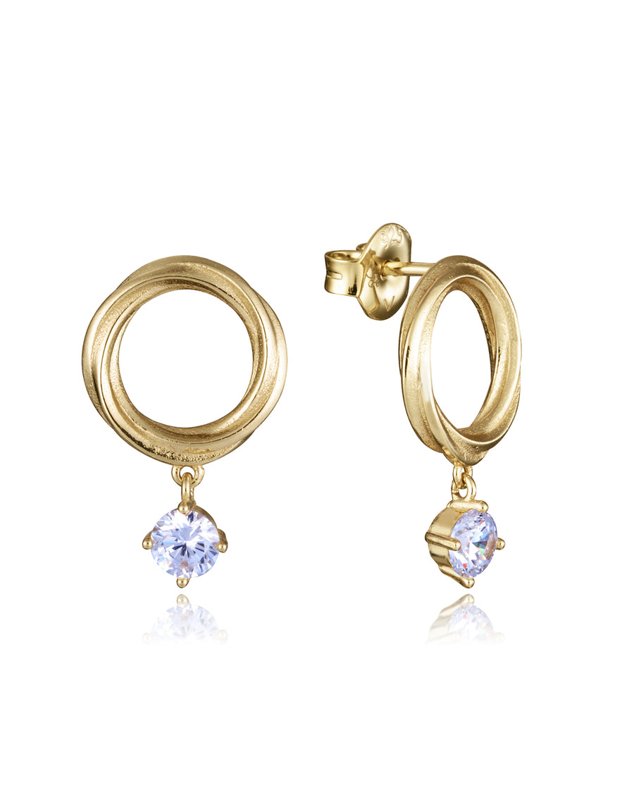 Sterling Silver Earrings With Gold Plating Ring W