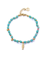 Steel Bracelet Ip Gold With Stones Turquoise Colo