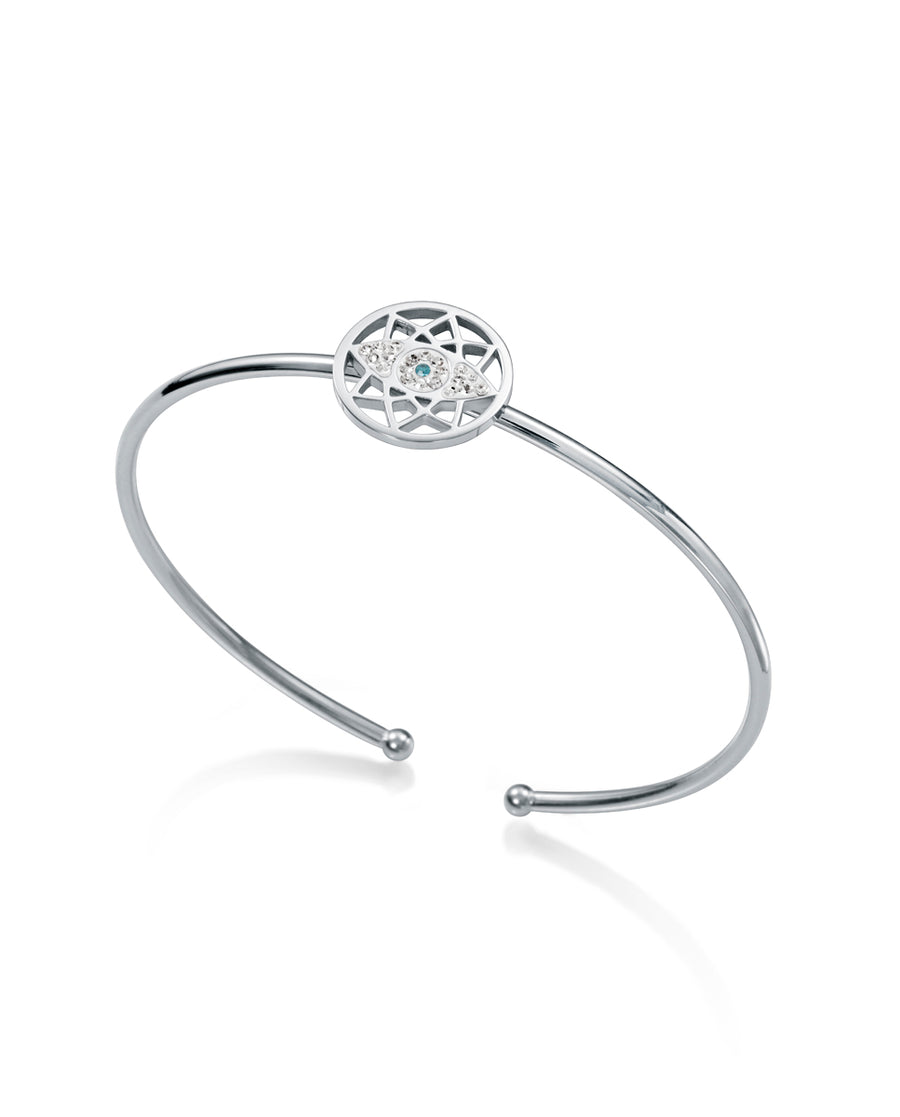 Brazalete De Acero Ojo Con Circonitas Sra Fsn
