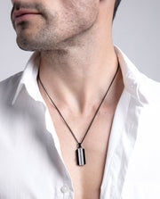 Collar Acero E Ip Negro Placa Sr Fn