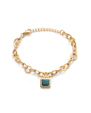 Pulsera Acero Charm Cuadrado Verde Sra Fsn