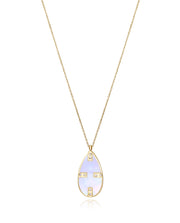 Steel Necklace Ip Gold With Plaque In Mop And Whi