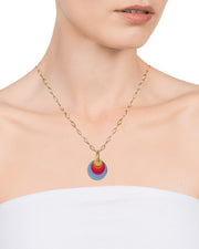 Steel Necklace Ip Gold And Coloured Resin Discs: