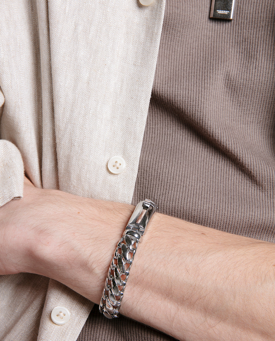 Steel Chain Bracelet: Length 21,5 Cm Gent Fn