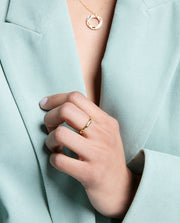 Sterling Silver Ring With Gold Plating, Coloured