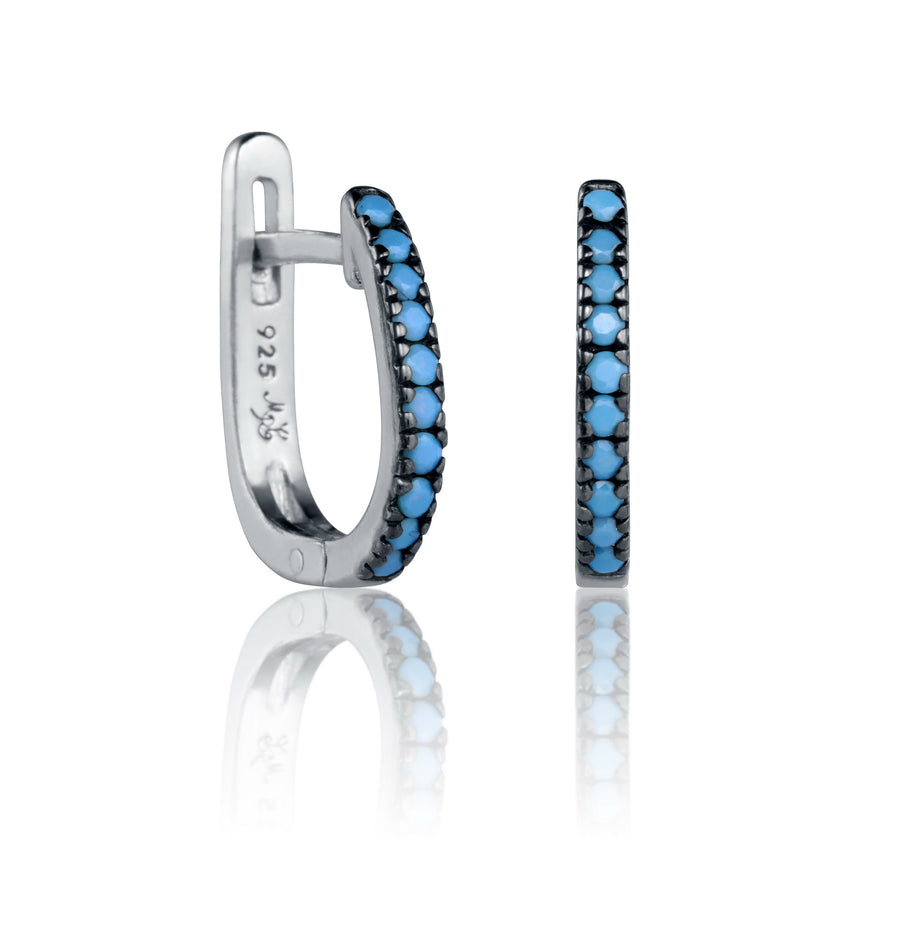 Pendientes Plata De Ley Y Cristales Turquesas  S