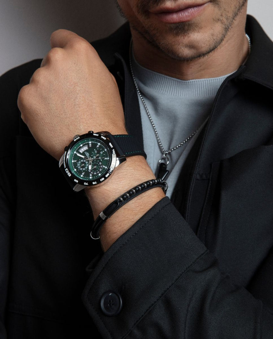 Puls Acero Y Piel Negra Sr Fashion