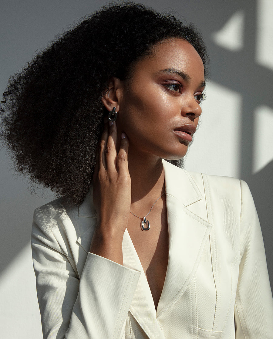 Sterling Silver Earrings With Rhodium Plating: Le