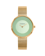 Reloj Acero Ip Dorado Brazalete Sra Va