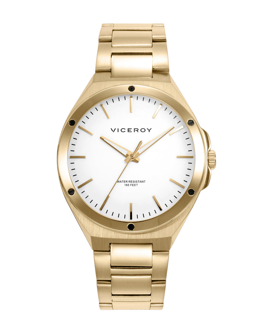Reloj Acero Ip Dorado Brazalete Sr Va