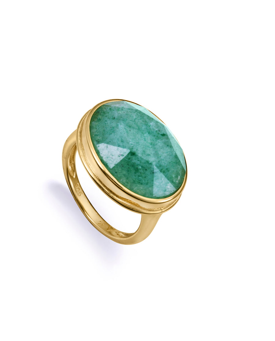Bague Argent Massif Pierre Plaquée Or Mrs Jwls