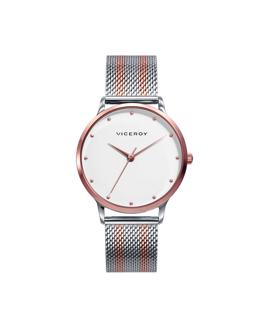 Reloj Acero Ip Rosa Brazalete Sra Va