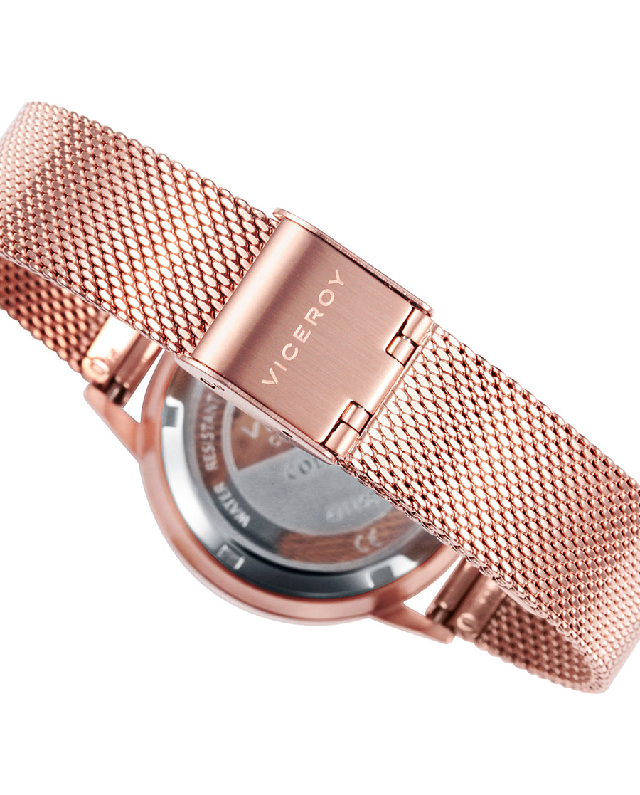 Reloj Acero Ip Rosa Brazalete Sra Va