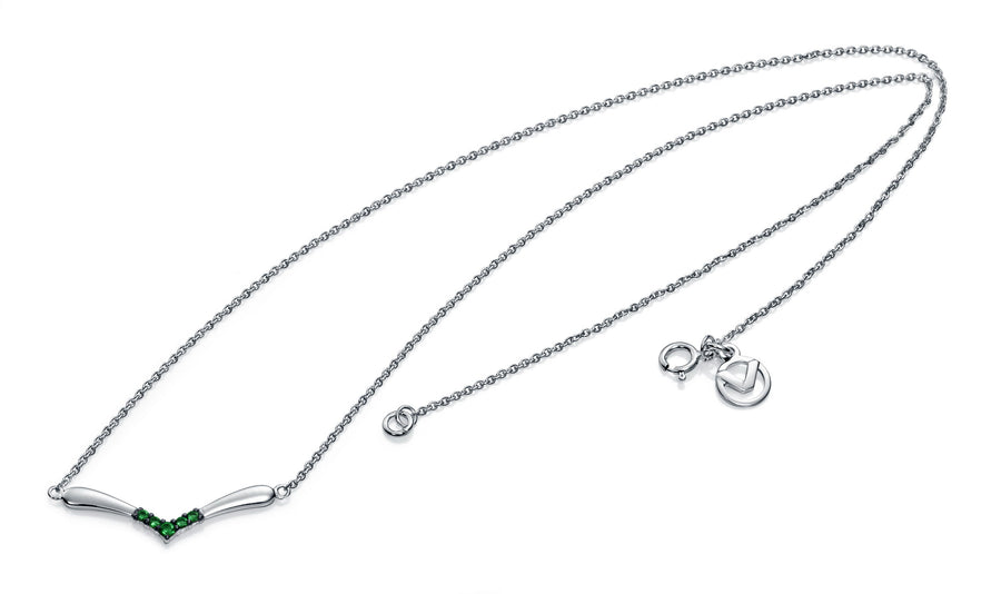 Collar Plata Y Cristal Verde Sra Jewels