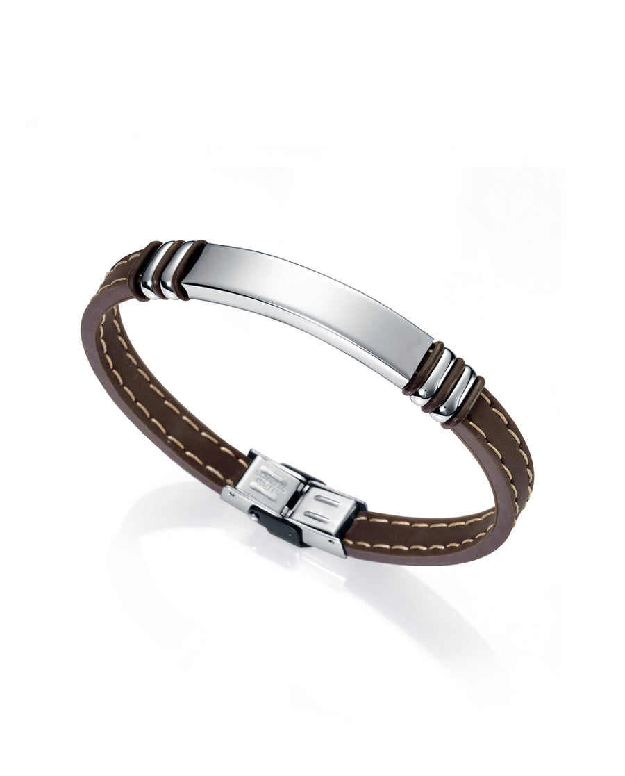Bracelet Acier Et Caoutchouc Marron Sr Fashion