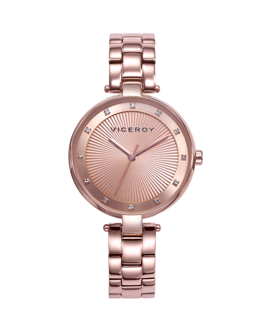 Reloj Acero Ip Rosa Brazalete Sra Va