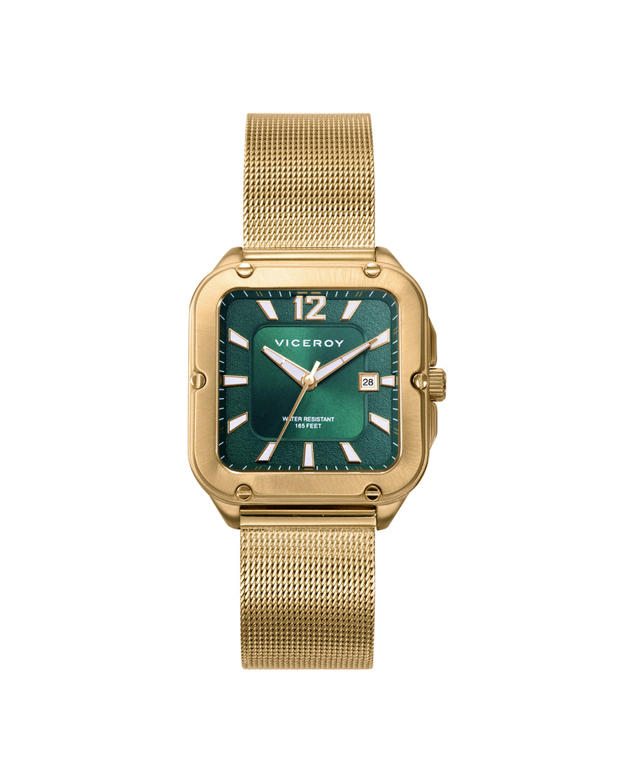 Reloj Acero Ip Dorado Brazalete Sra Va