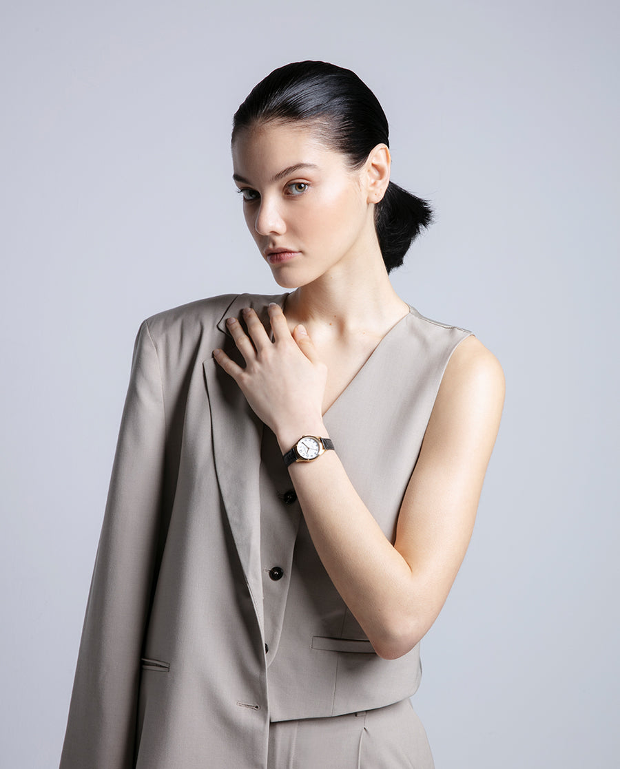 Reloj Acero Ip Dorado Correa Sra Basica Va