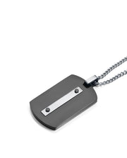Collar Acero E Ip Negro Placa Sr Fn