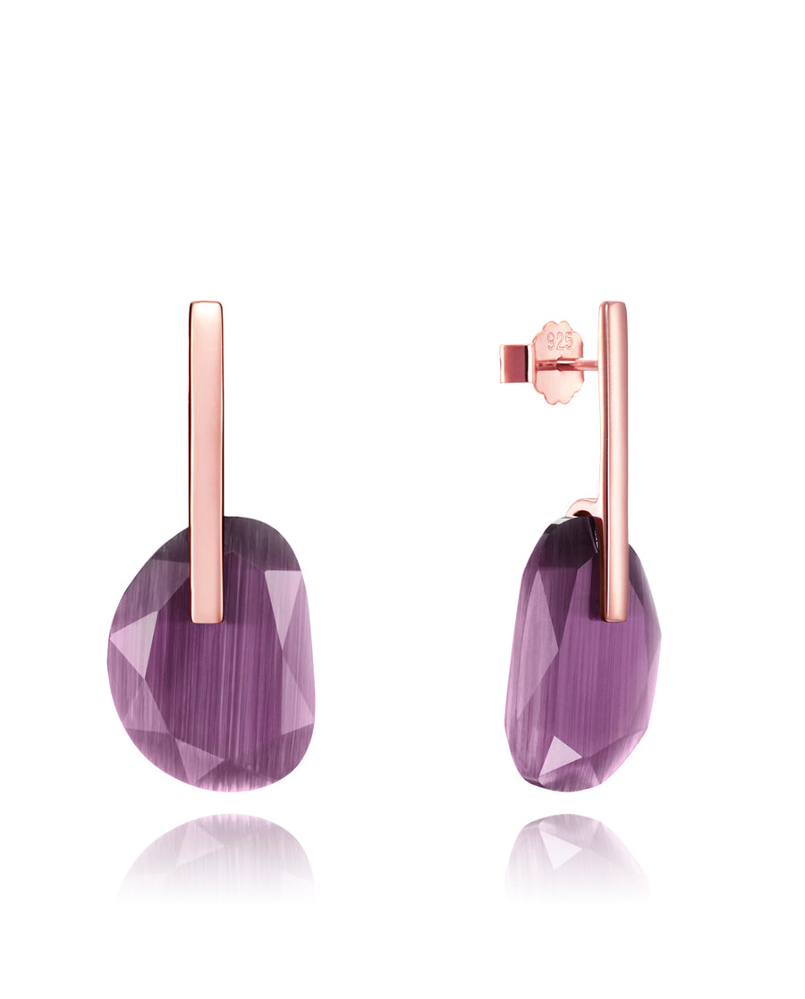 Pendientes Plata De Ley Y Piedra Lila Sra Jwl
