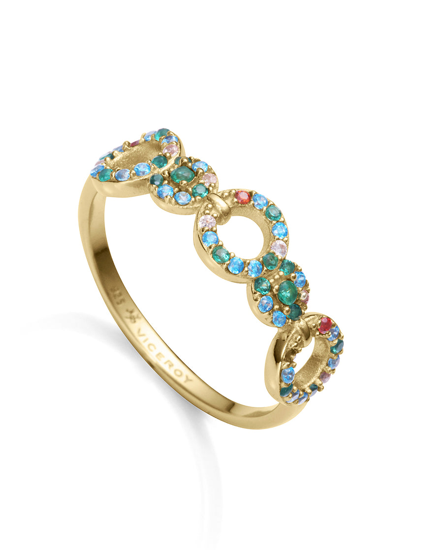 Sterling Silver Ring With Gold Plating And Colour