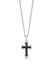 Steel And Ipblack Cross Pendant With Chain Gent Fn