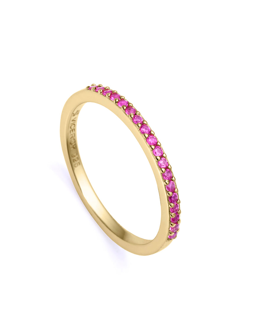 Sterling Silver Ring With Gold Plating And Pink C