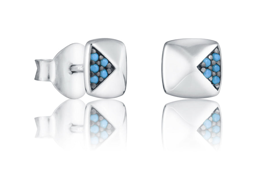 Pendientes Plata De Ley Y Cristales Turquesas  S