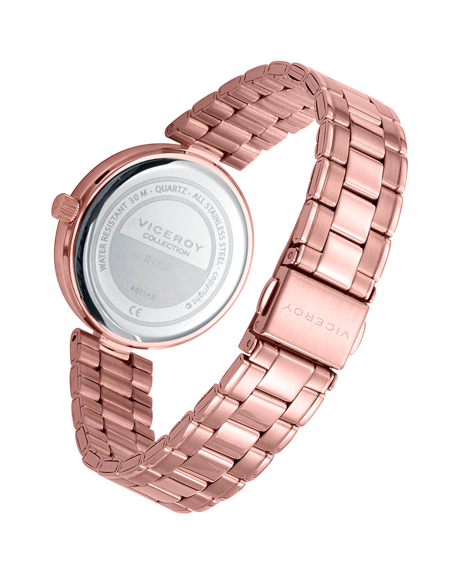 Reloj Acero Ip Rosa Brazalete Sra Va