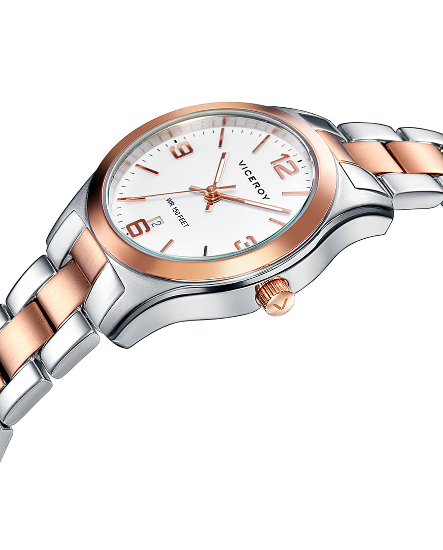 Reloj Acero Ip Rosa Brazalete Sra Va