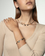 Steel Ip Gold Bracelet With Natural Stones: Lengt