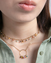 Collier En Acier Ip Or Cristal Couleur Ms Fn