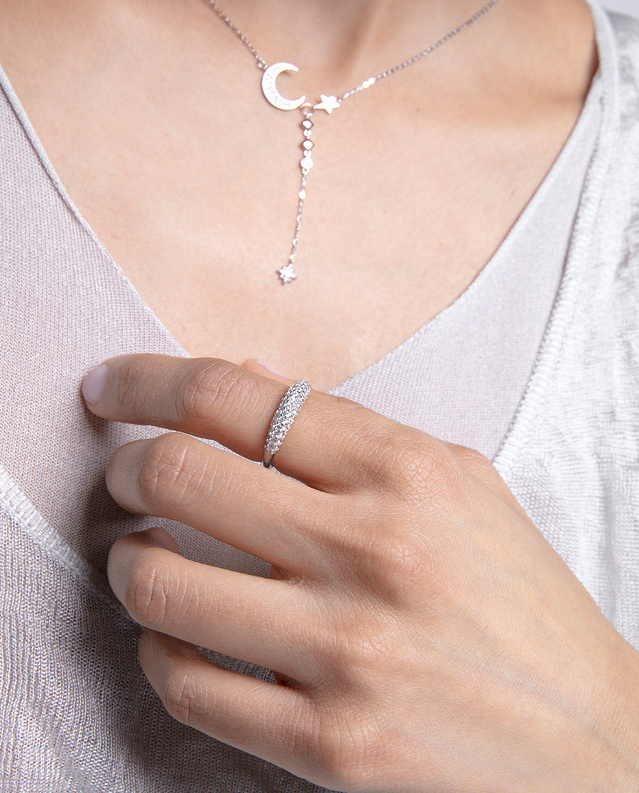 Sterling Silver Necklace Chain With Moon And Star