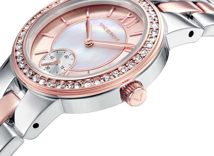 Reloj Acero Y Ip Oro Rosa Brazalete Sra Chic Va