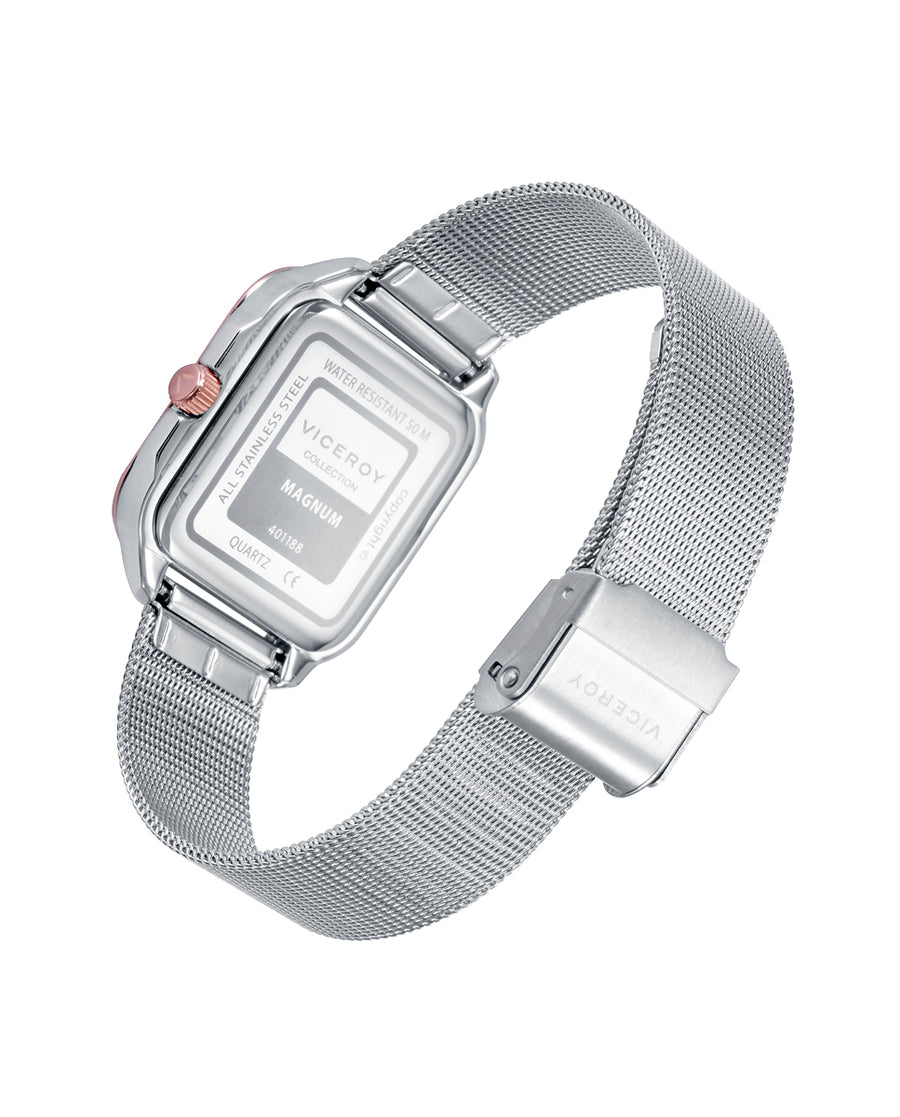 Reloj Acero Ip Rosa Brazalete Sra Va