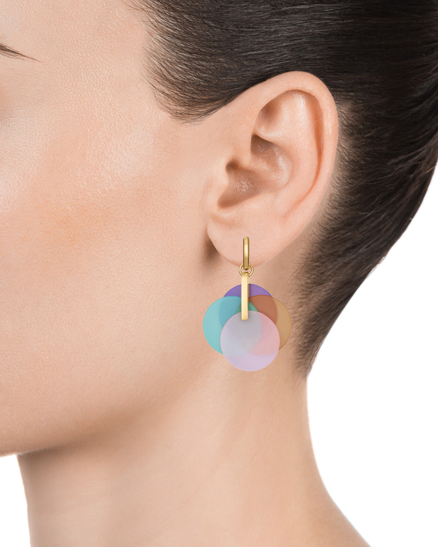 Steel Earrings Ip Gold And Coloured Resin Discs: