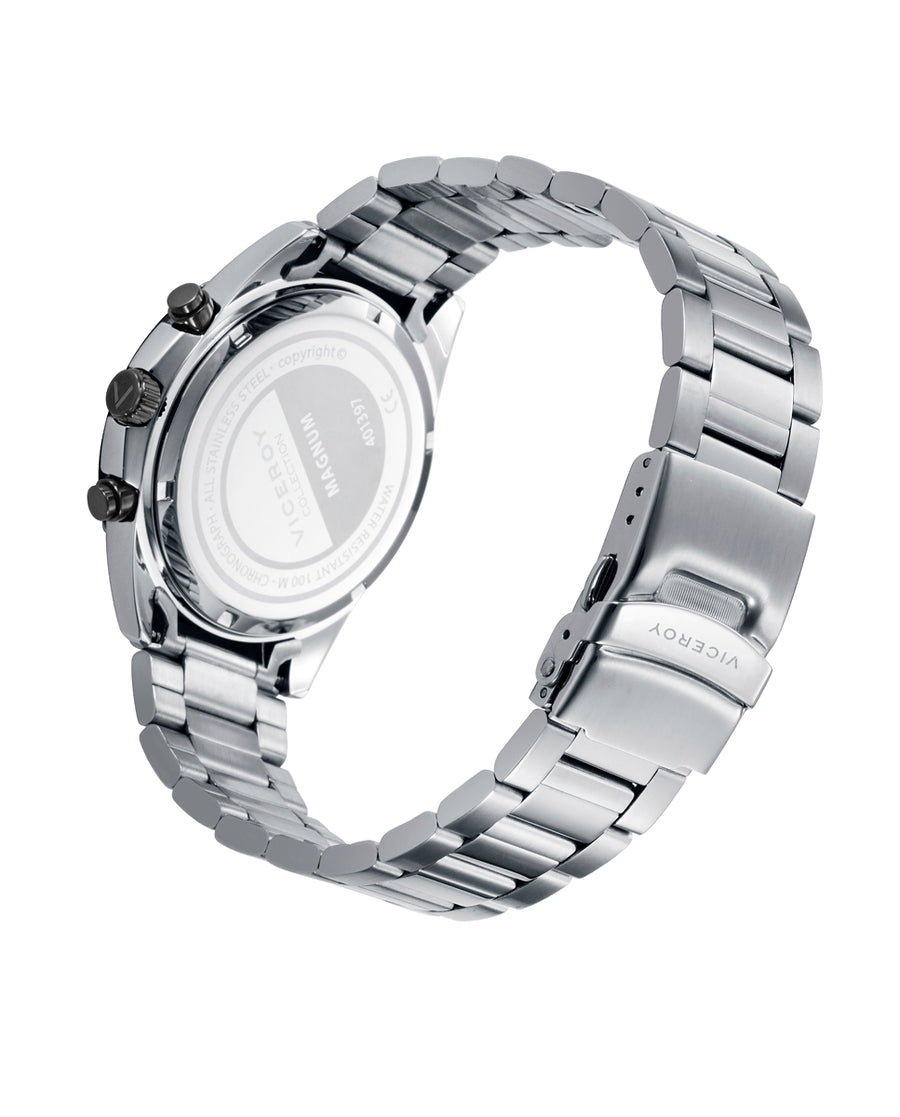 Crono Acero Ip Negro Brazalete Sr Va