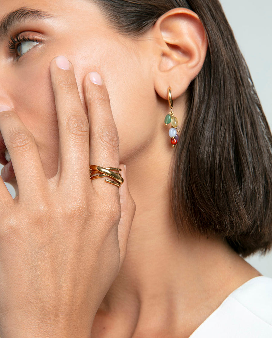 Anillo Acero Ip Dorado Abierto Sra Fashion