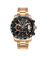 Crono Acero Ip Dorado Y Negro Brazalete Sr Va