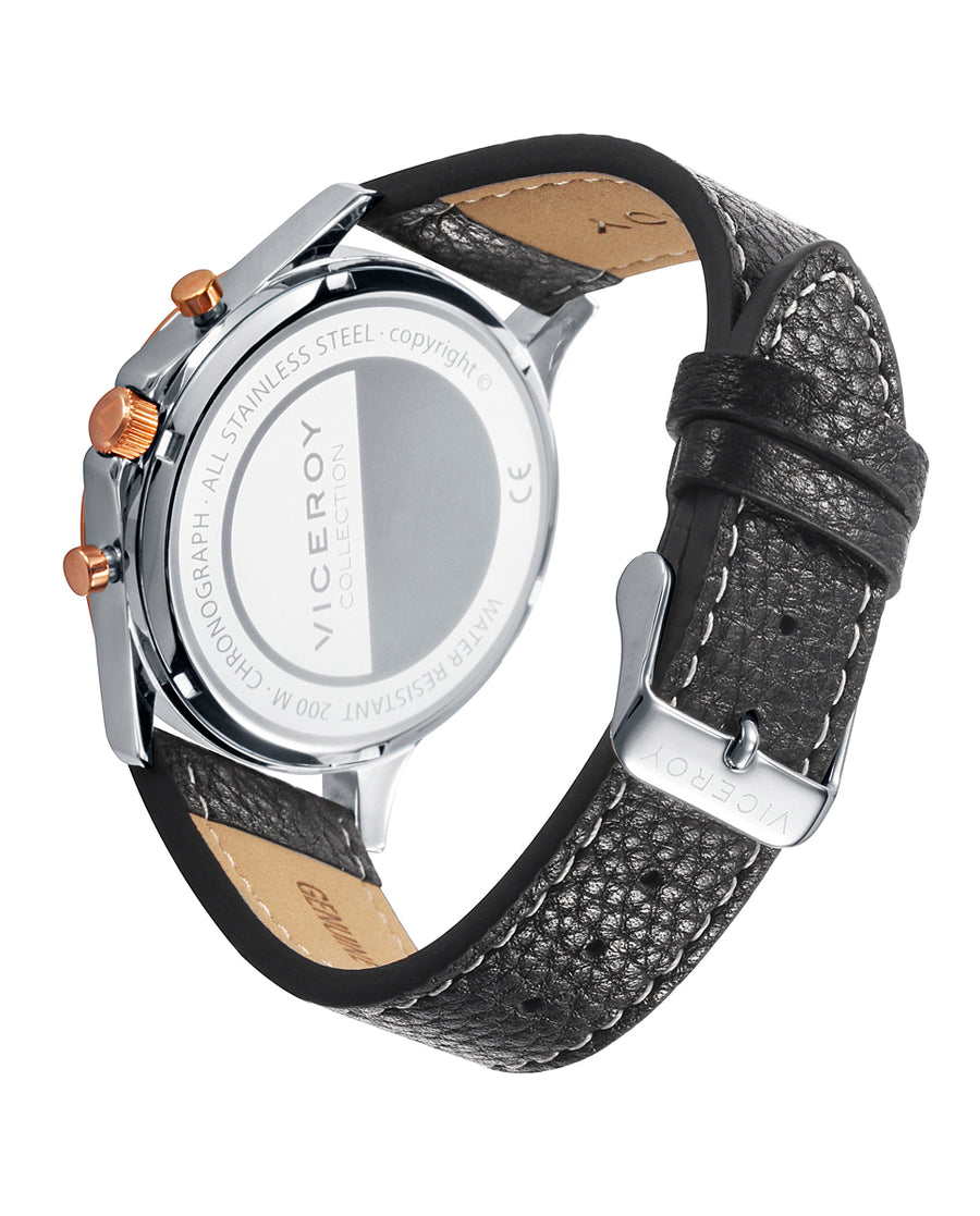 Chrono Stainless Steel Ip Rose Strap Man Va