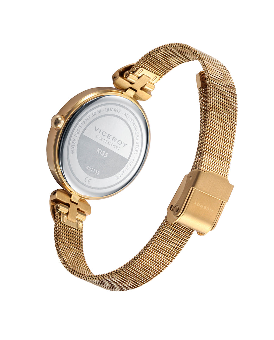 Reloj Acero Ip Dorado Brazalete Sra Va