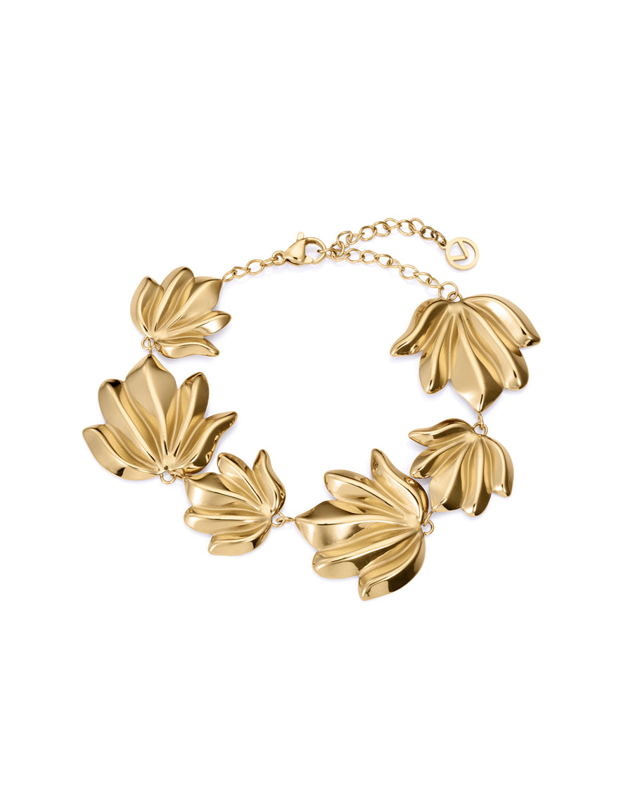 Steel Ip Gold Leaf Bracelet: Length 17,5+5,5 Cm L
