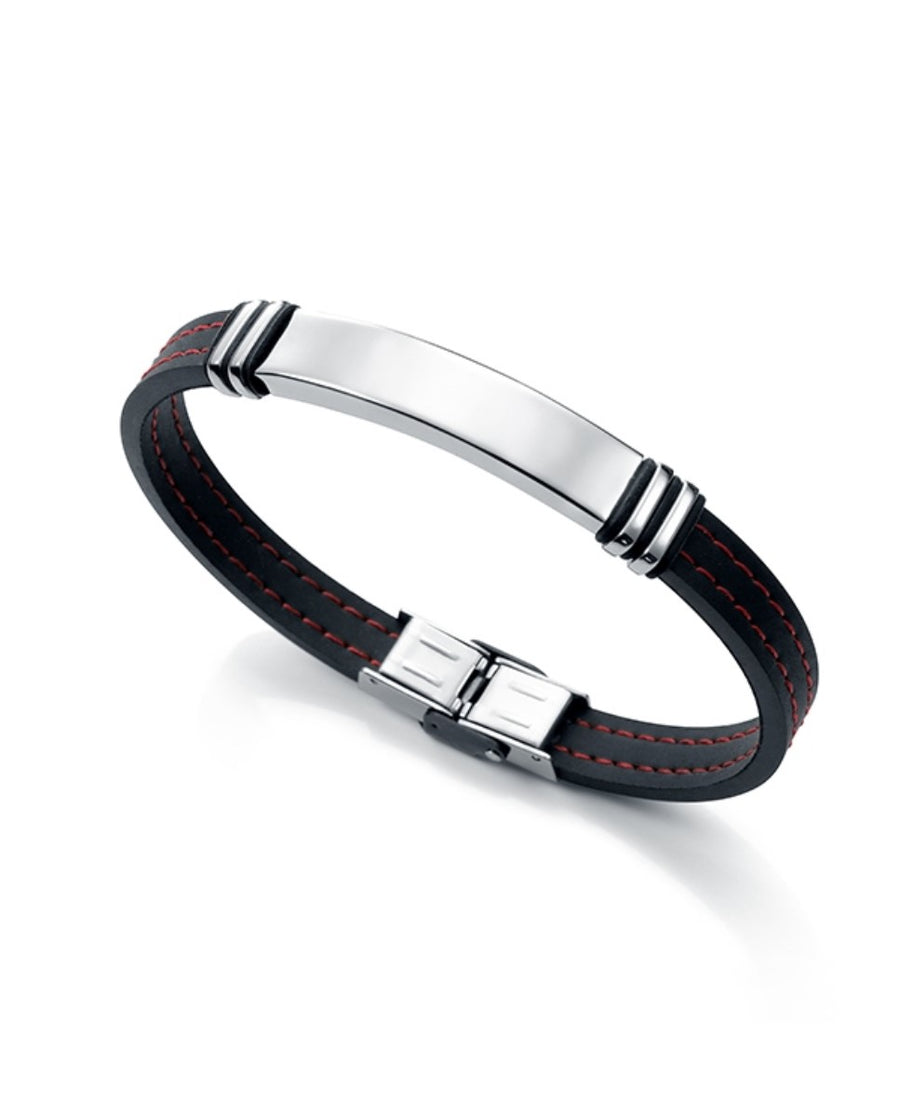 Bracelet Acier Et Caoutchouc Noir Sr Fashion
