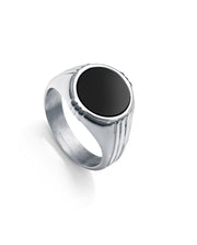 Steel Ring With Black Agate: Size 20 Gent Fn